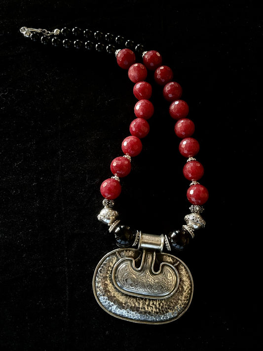 Silver Pendant from India with Silver Beads