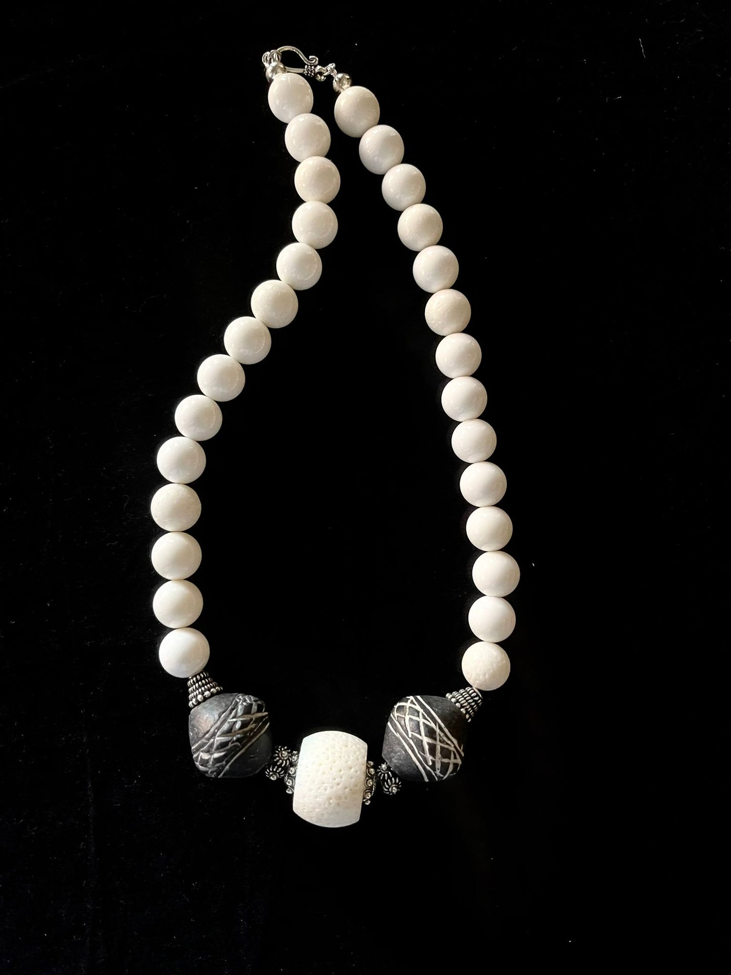 White Coral Beads Flanked