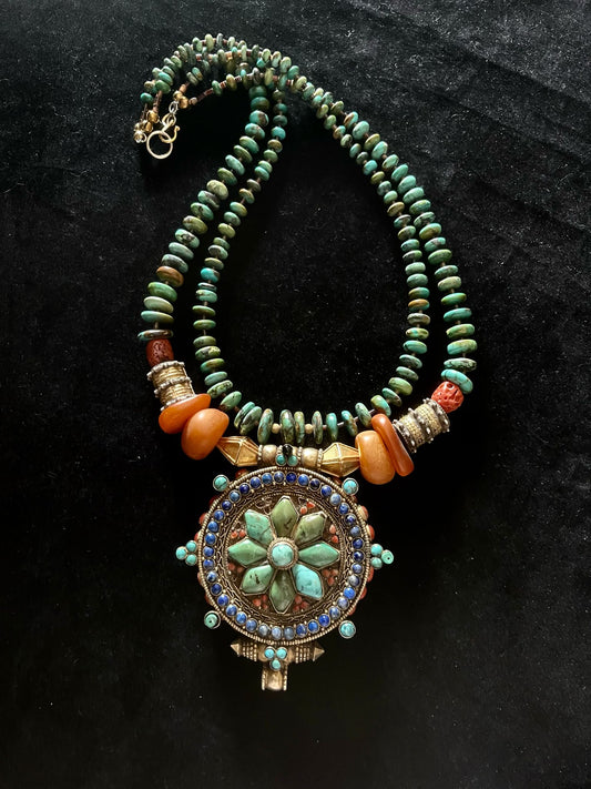 Antique Silver Tibetan Gau Pendant
