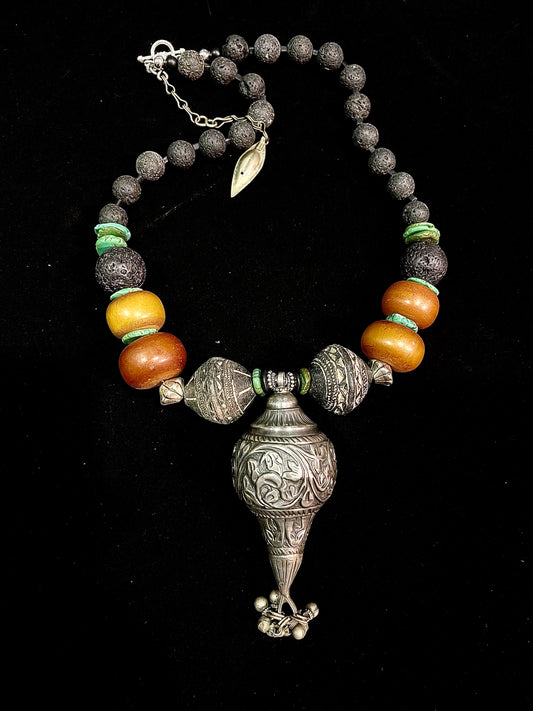 Vintage silver pendant from Rajasthan India