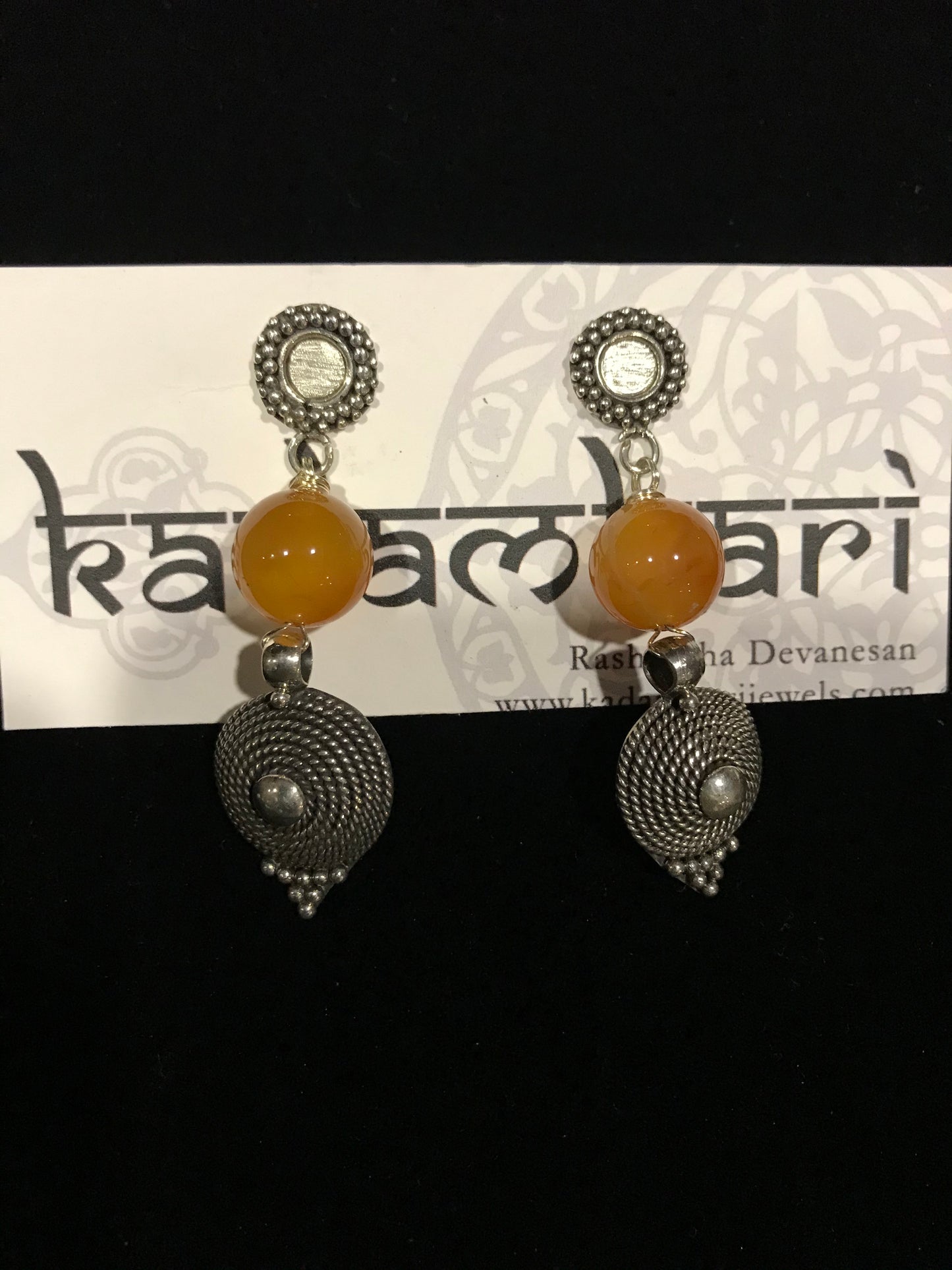 Silver and carnelian earrings