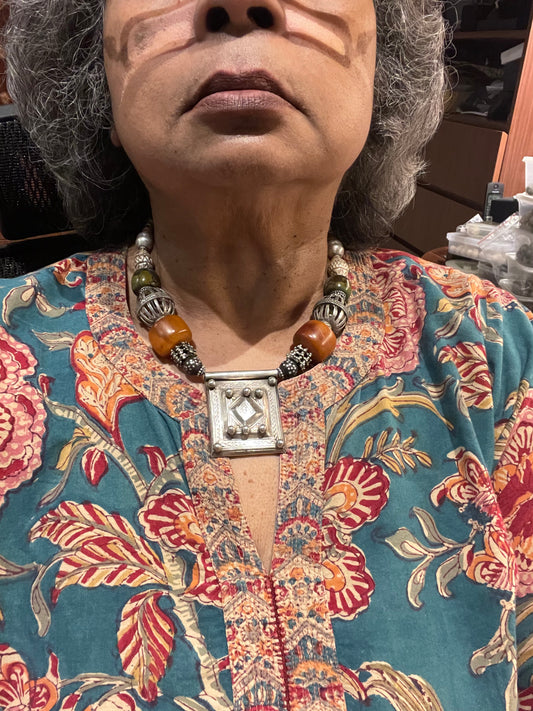 Tuareg pendant with Yemeni caged beads