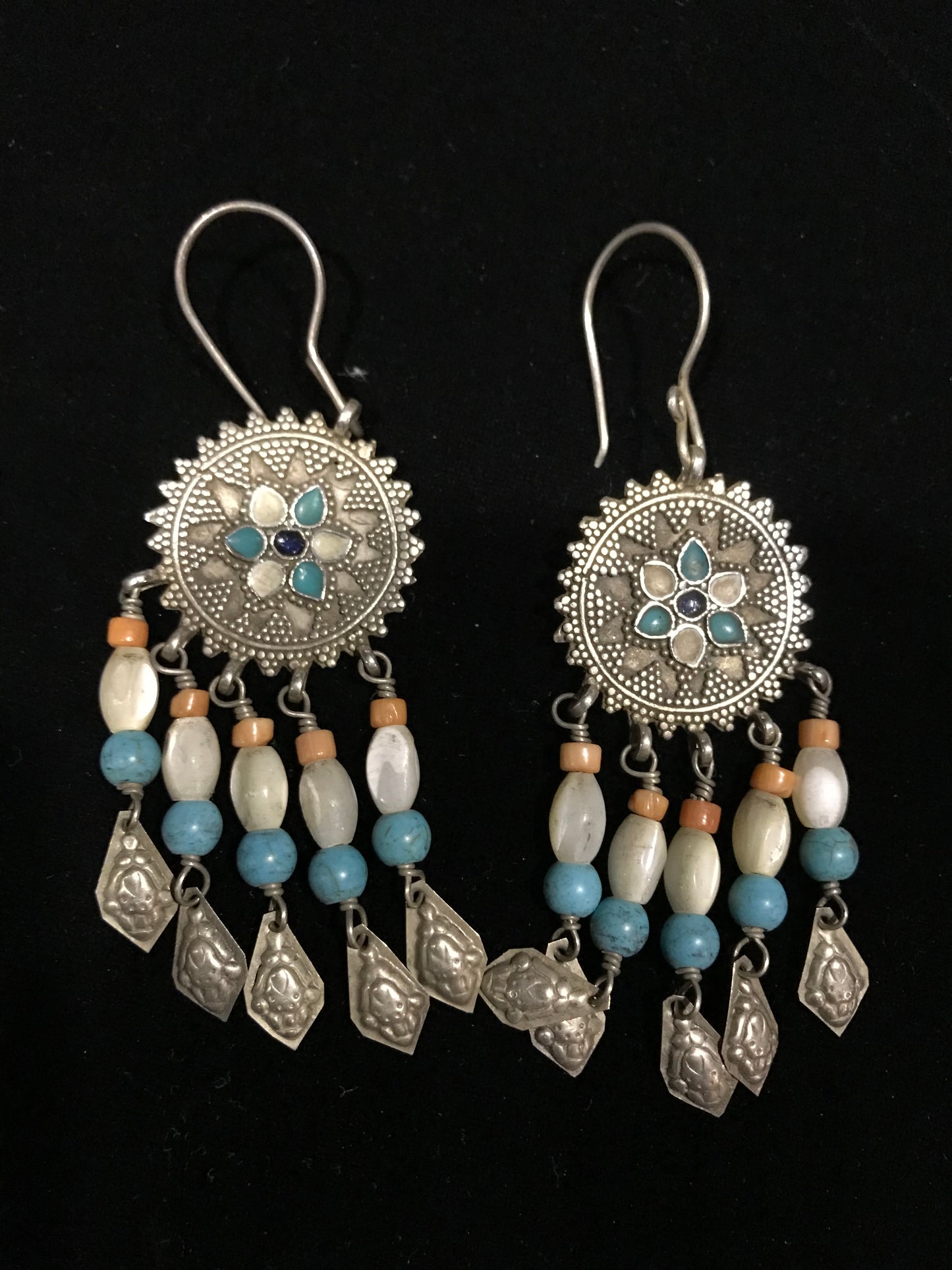 Afghan silver tassel earrings