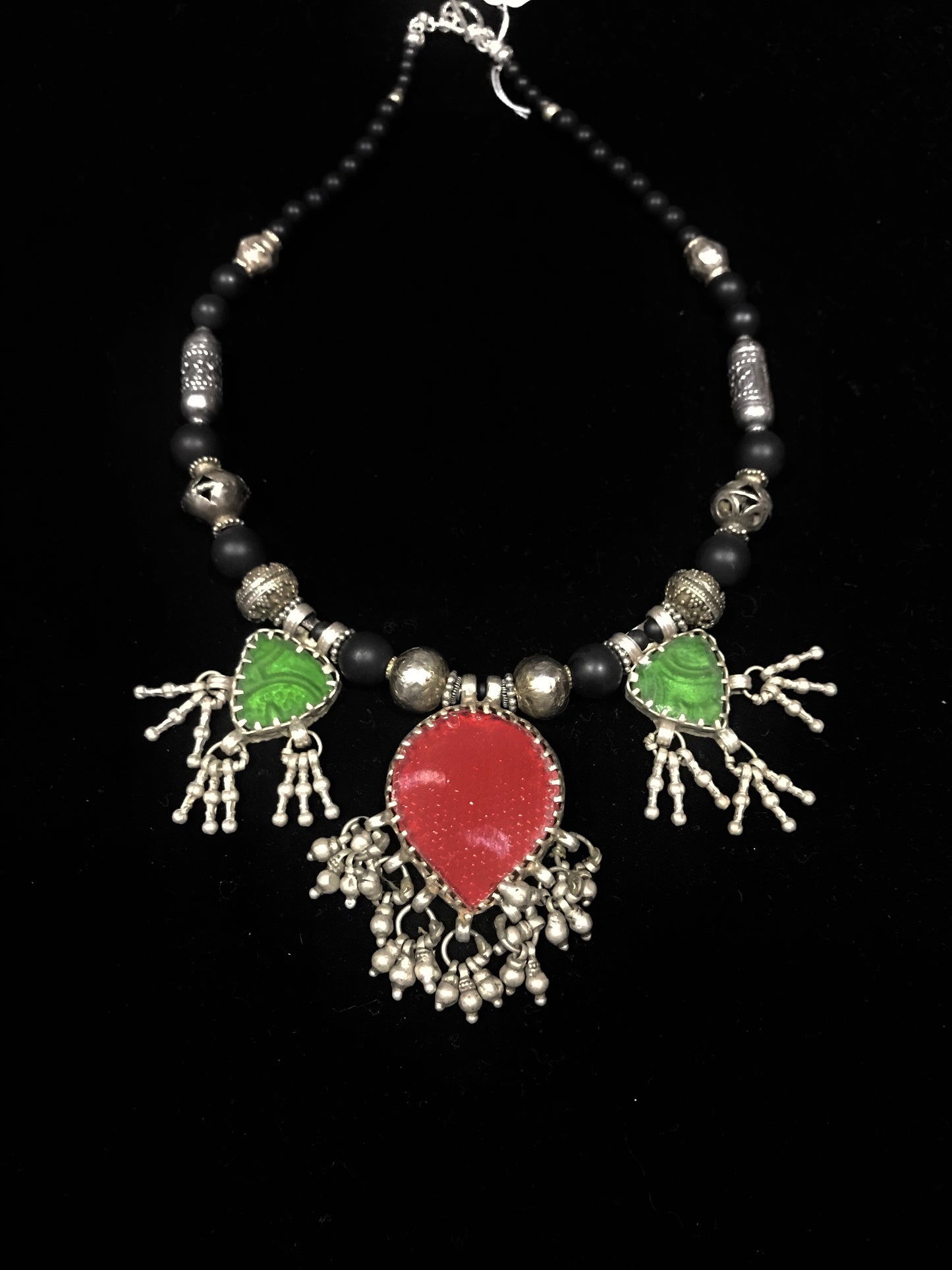 Vintage glass and silver necklace