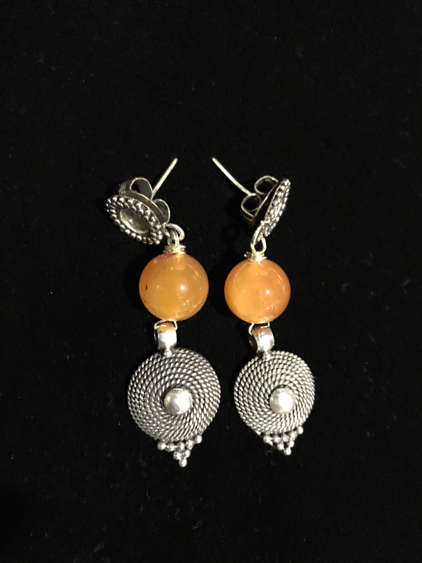 Silver and carnelian earrings