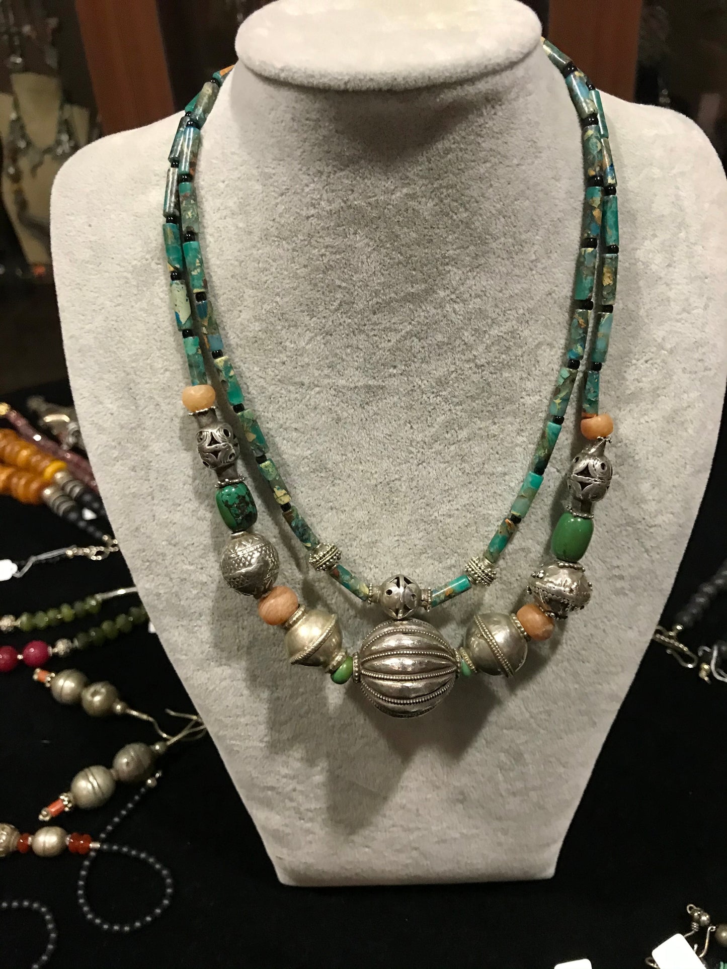 Old Indian Silver beads necklace