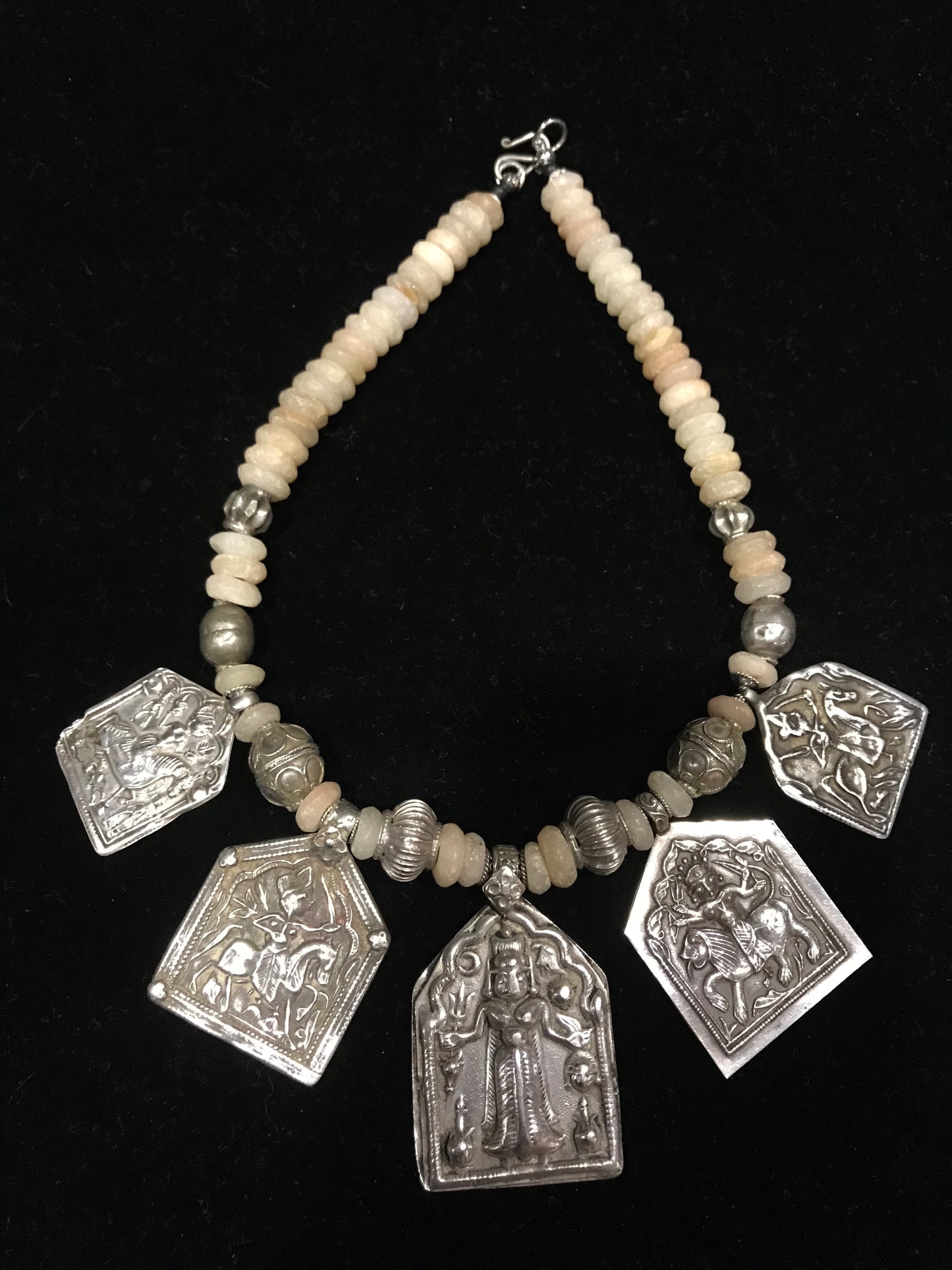Antique Silver Amulets Necklace