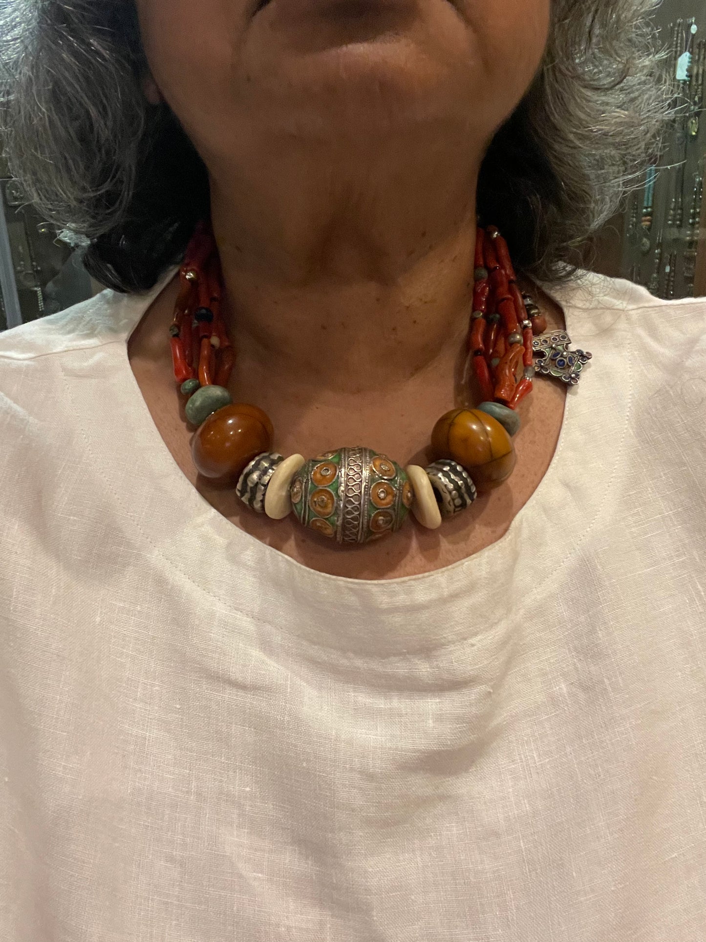 Antique Tagmout bead and corals