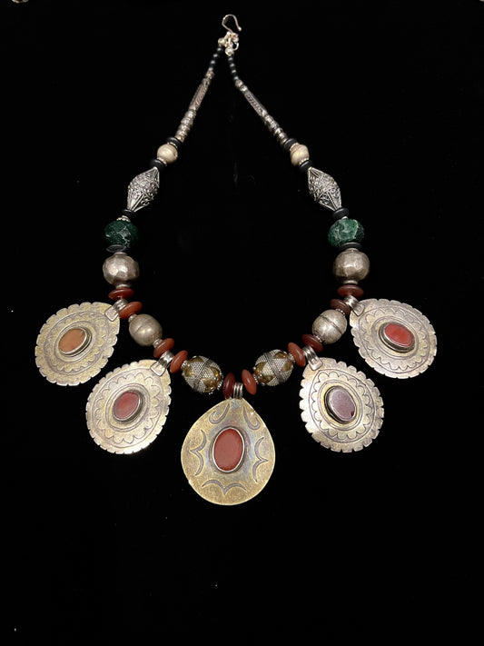 Central Asian pendants with carnelian necklace