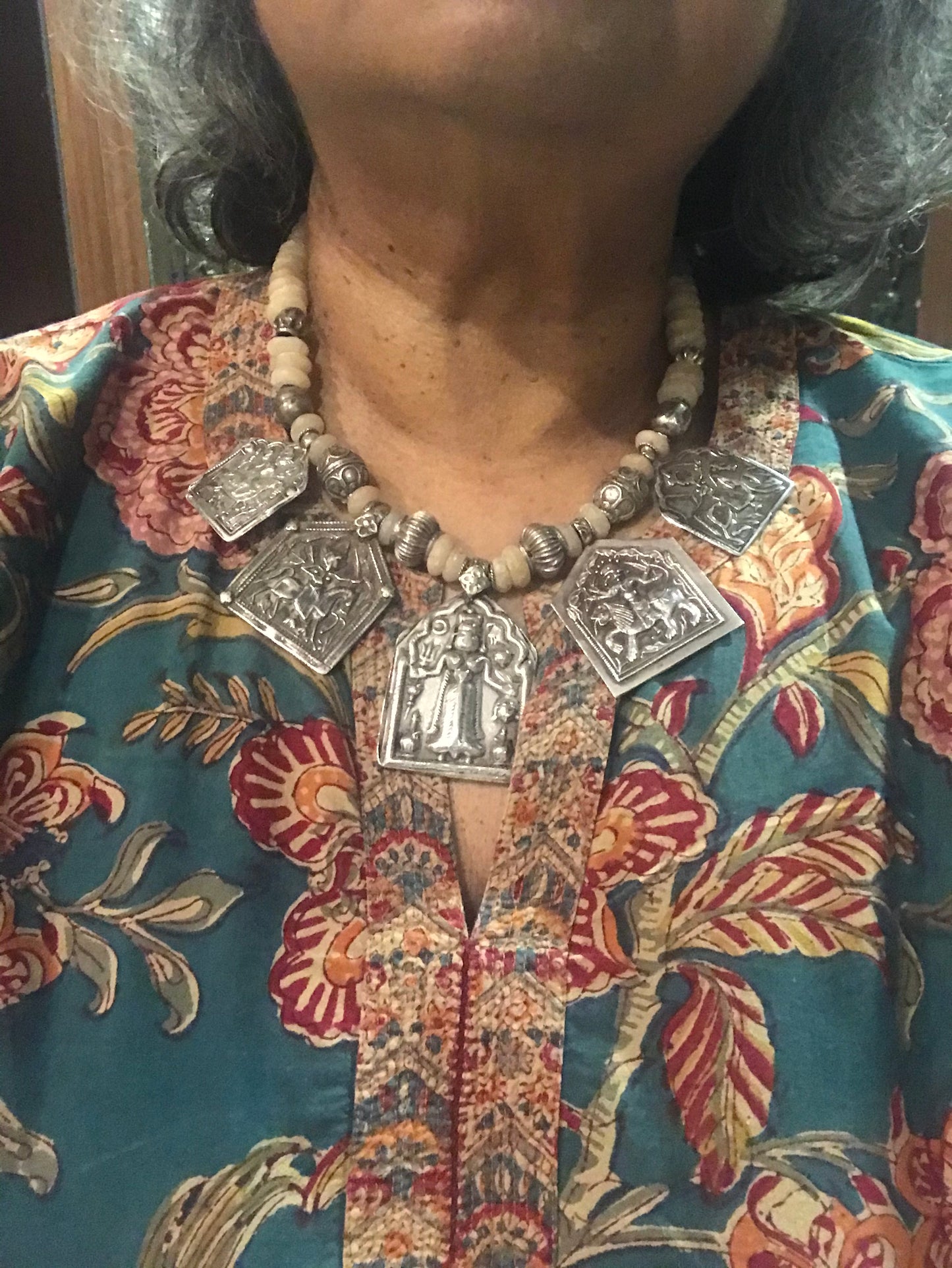 Antique Silver Amulets Necklace