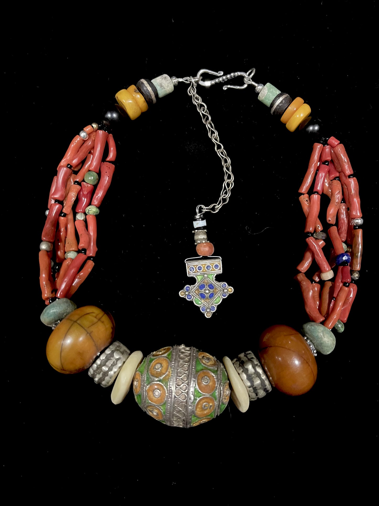 Antique Tagmout bead and corals
