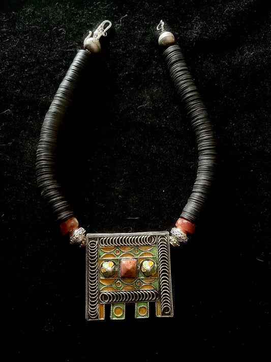 Enameled Silver Pendent From Tiznit.
