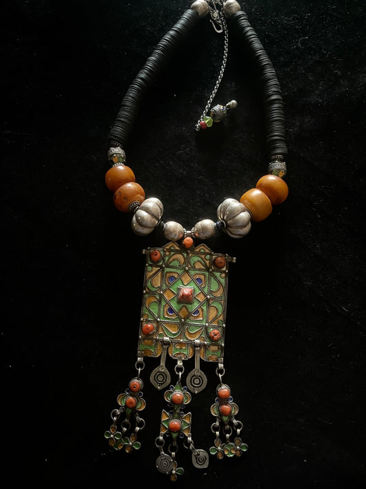 Enamelled Pendant From Tiznit Morocco.