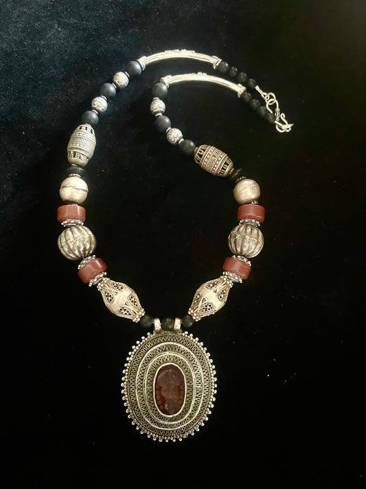 Antique silver and Carnelian pendant