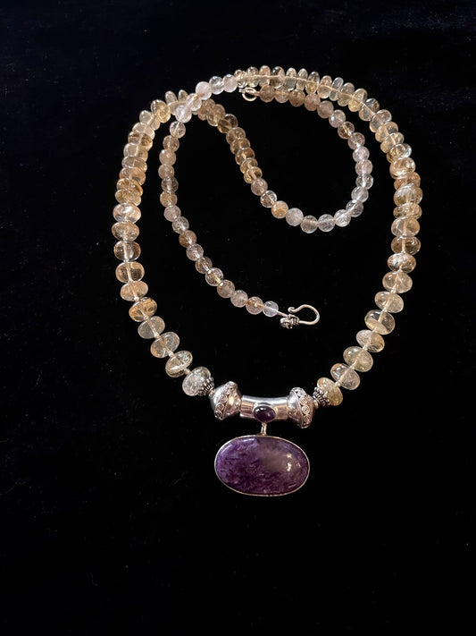 Charoite and Silver Pendant