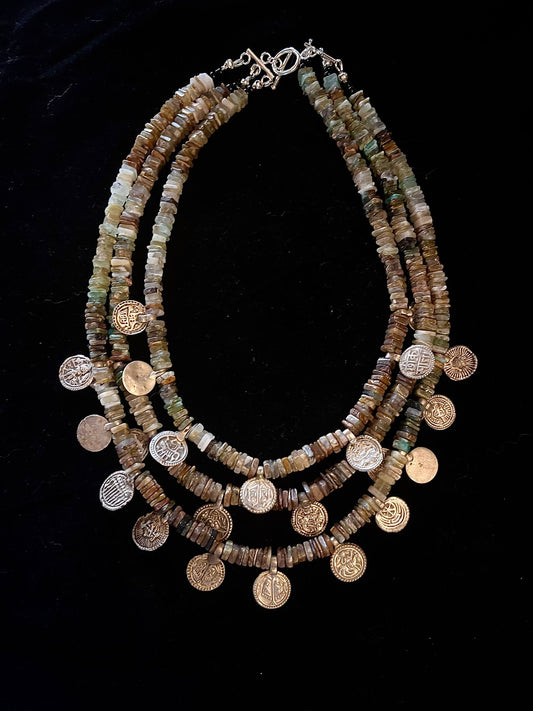 Multi strand of small African opal beads