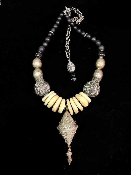 Antique Rare Mauritanian Bicone Bead Necklace