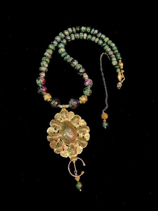 Antique guilded fibula necklace