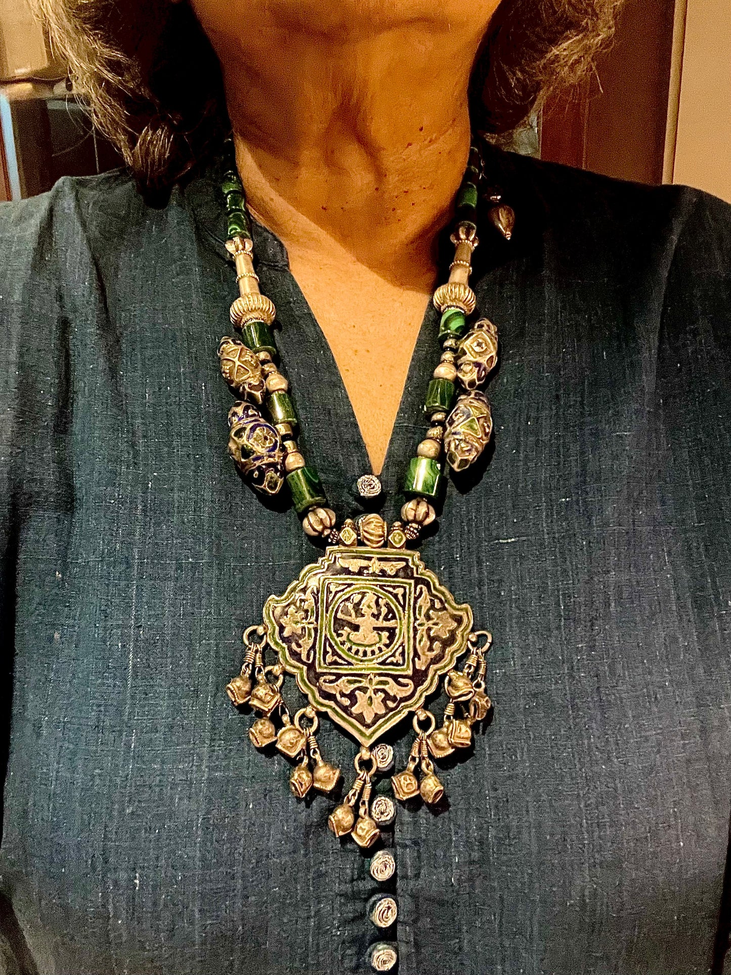 Enamel pendant necklace from Himachal Pradesh