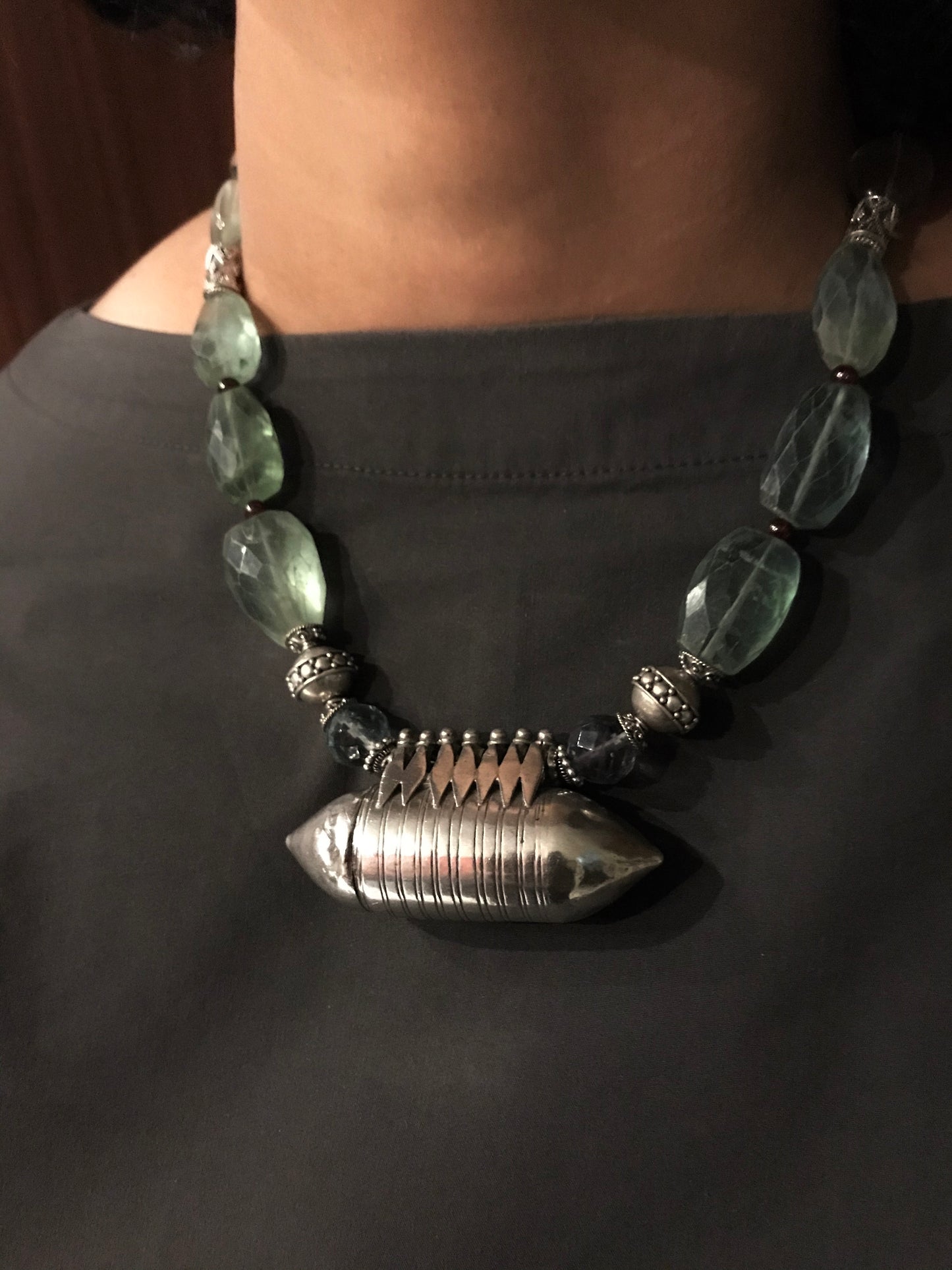 Antique silver Amulet necklace