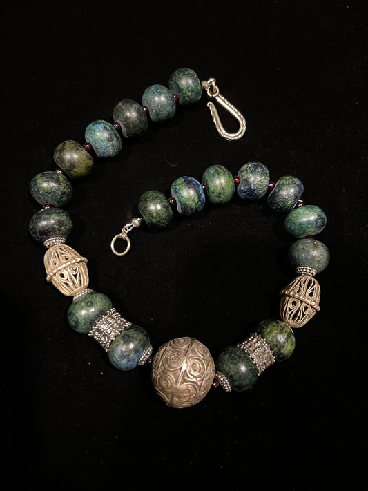 Moroccan Silver beads and jasper