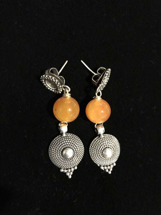 Silver and carnelian earrings