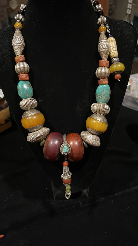 Antique Tibetan earring necklace