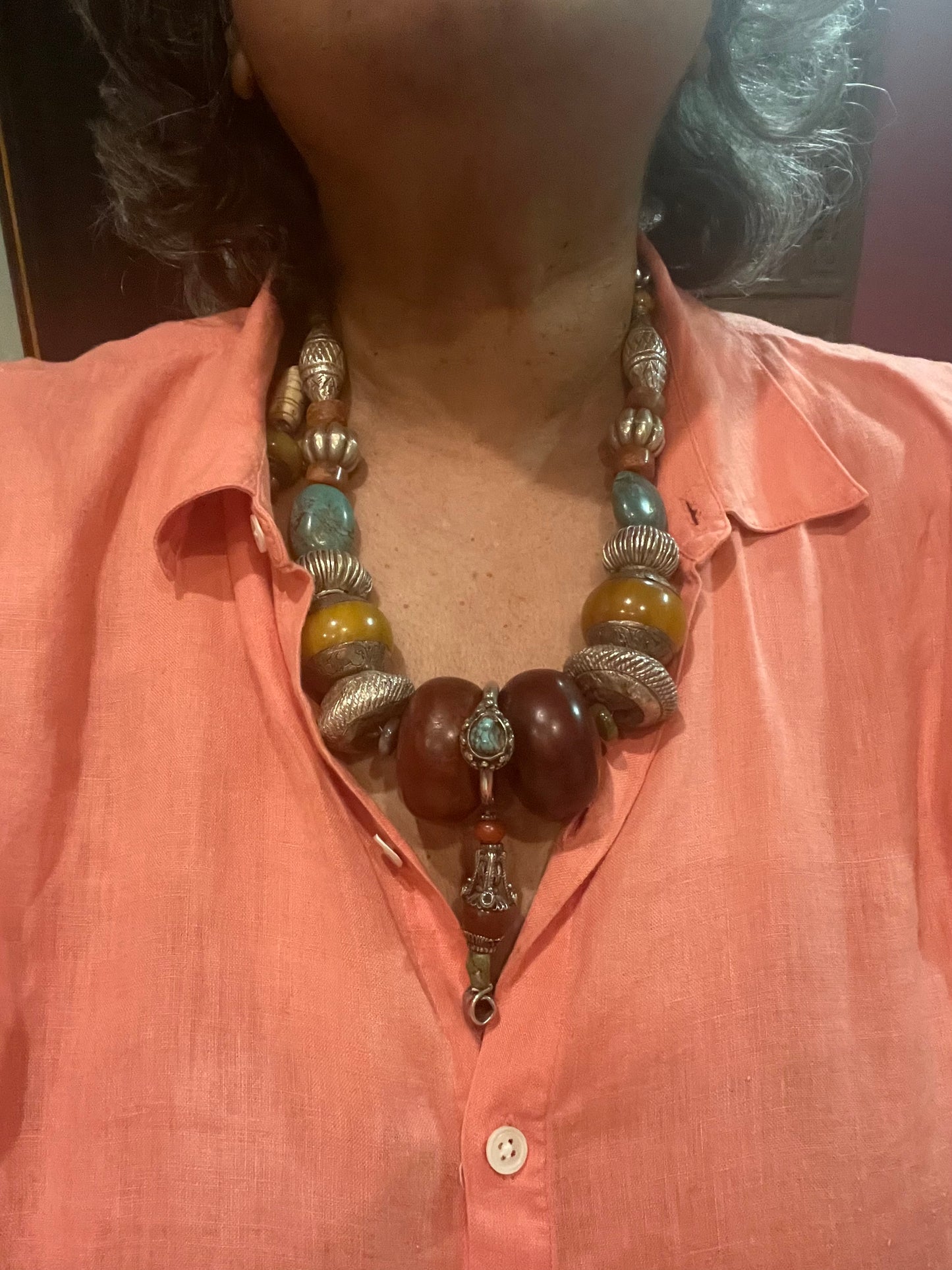 Antique Tibetan earring necklace