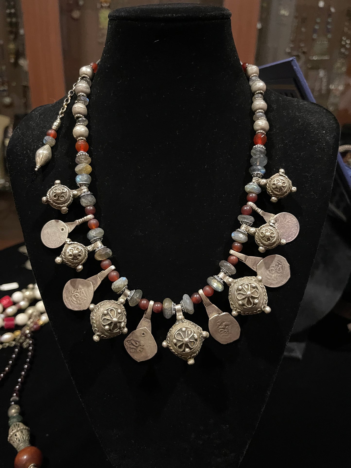 Moroccan pendants and labradorite