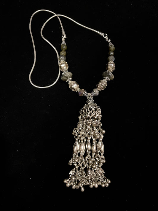 Yemeni silver tassel necklace