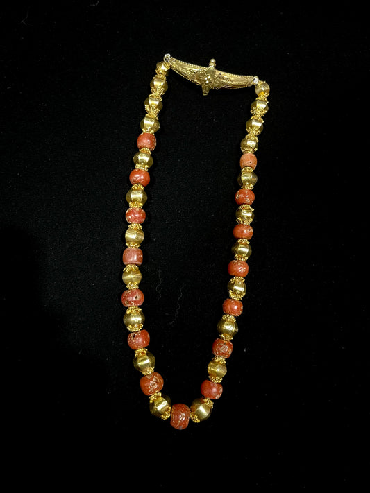 Sri Lankan antique coral and gold washed silver