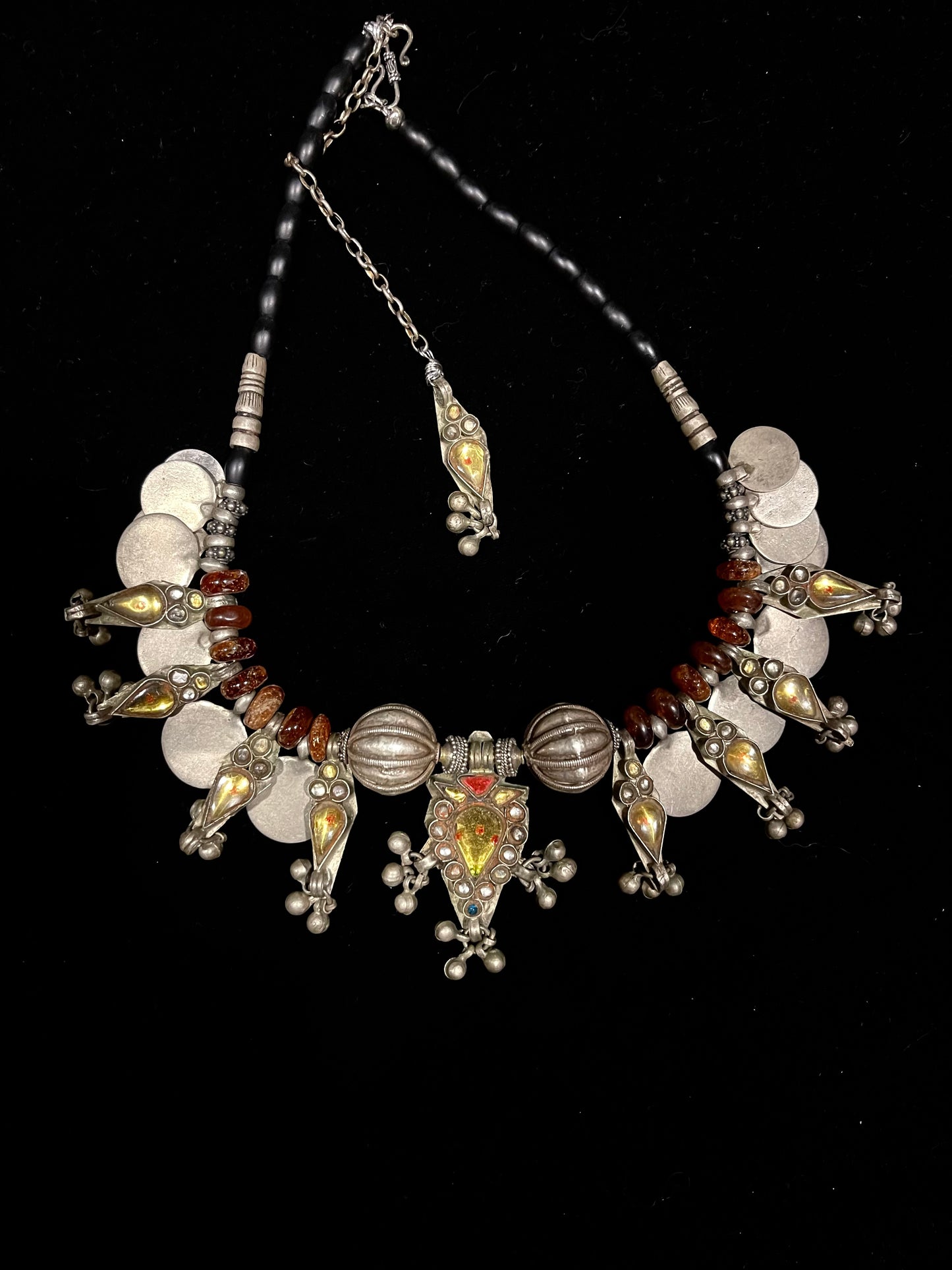 Antique Indian silver and glass necklace