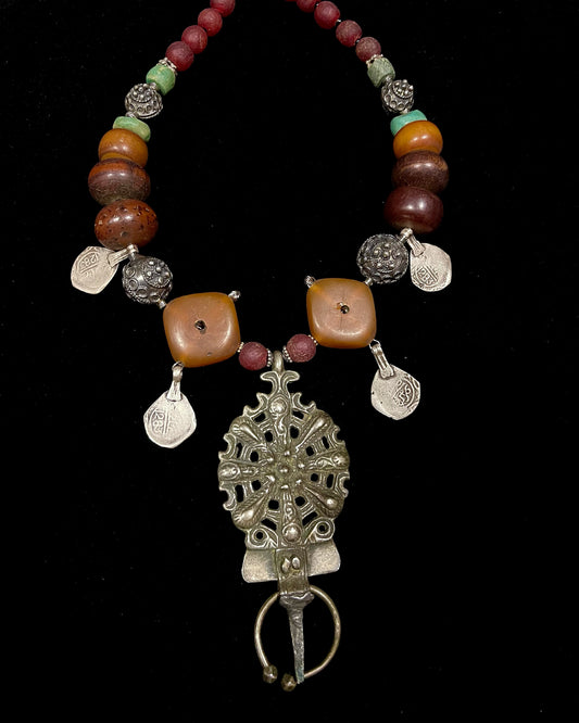 Antique Moroccan fibula necklace