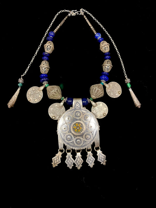 Moroccan Niello pendant necklace