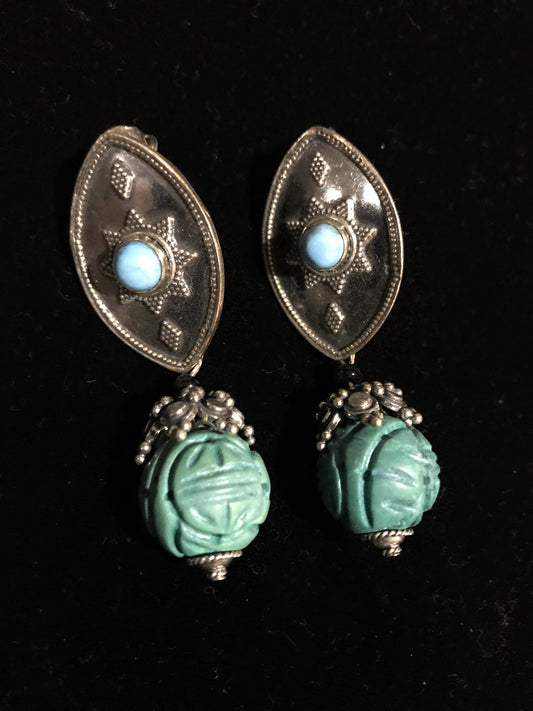 Silver and Blue carved howlite