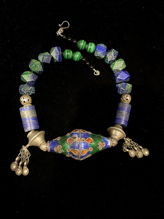 Multan enamel bead necklace