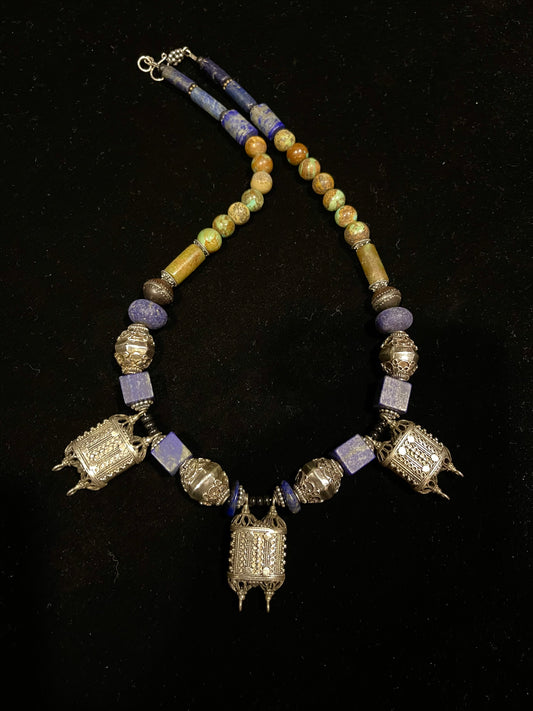 Antique Sri Lankan Box pendants and turquoise
