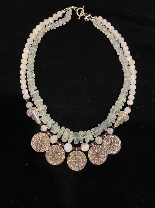Yemeni pendants moonstone and Aquamarines