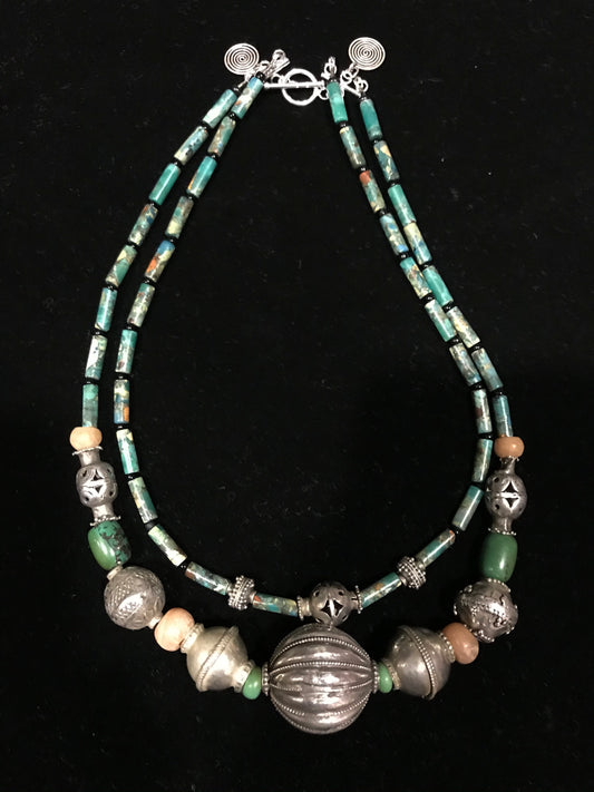 Old Indian Silver beads necklace