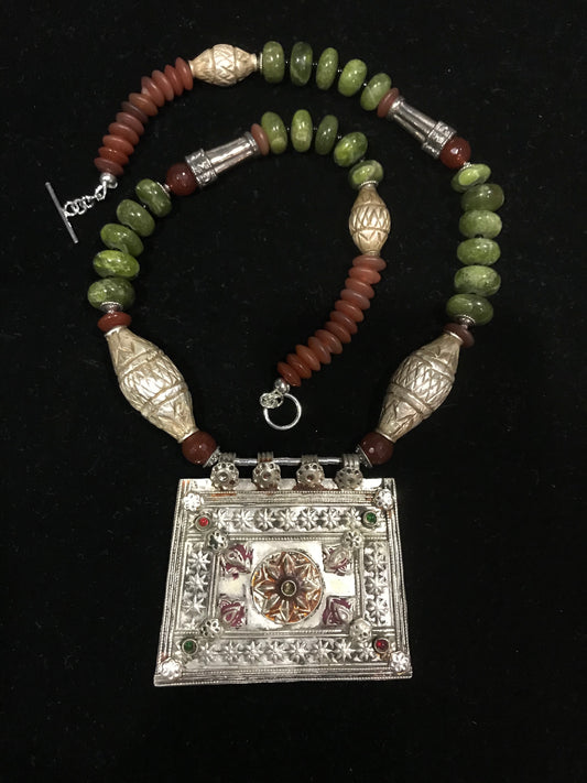 Indian Silver and green garnets