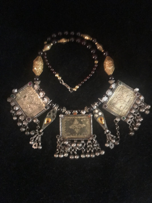 Antique gold washed silver Uzbek pendants