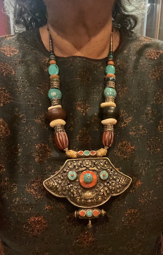 Antique Tibetan Copper pendant necklace