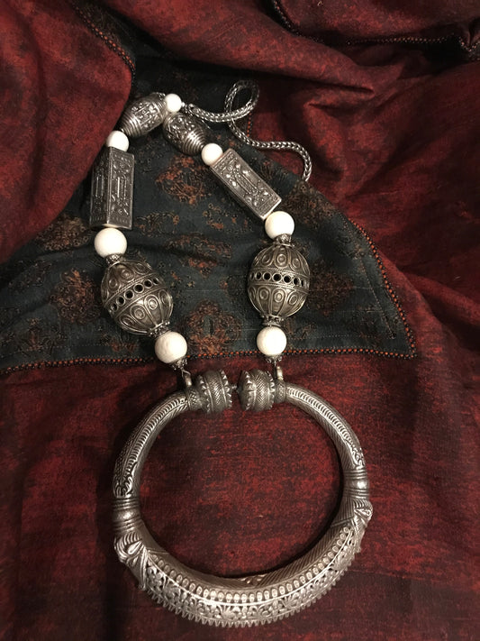 Antique Silver Dancers anklet necklace